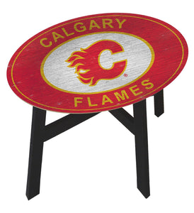 Calgary Flames Heritage Logo Wood Side Table