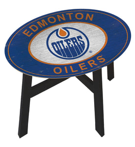 Edmonton Oilers Heritage Logo Wood Side Table