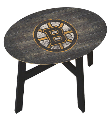 Boston Bruins Distressed Wood Side Table