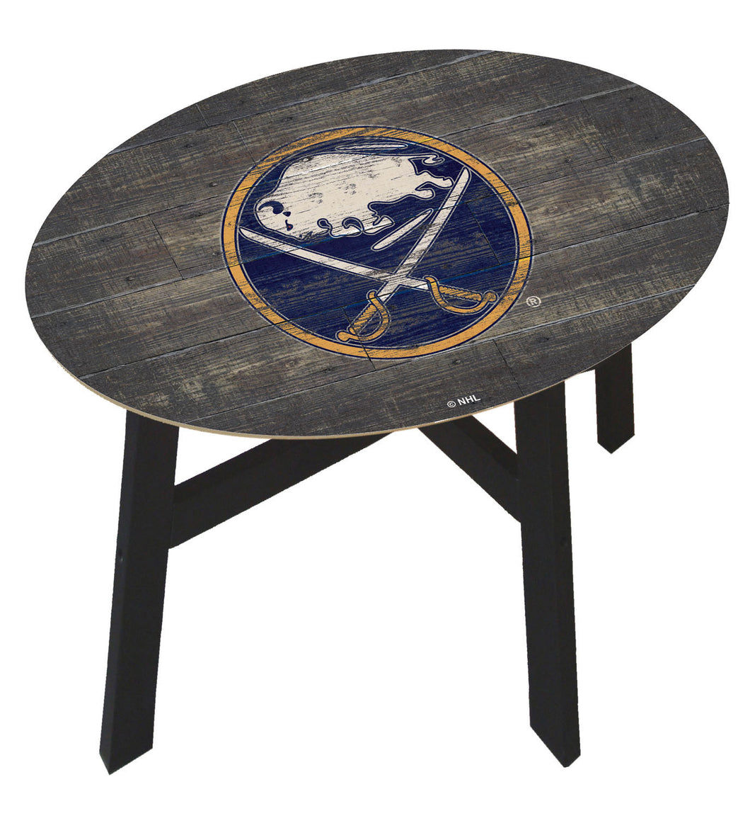 Buffalo Sabres Distressed Wood Side Table