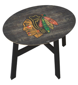 Chicago Blackhawks Distressed Wood Side Table