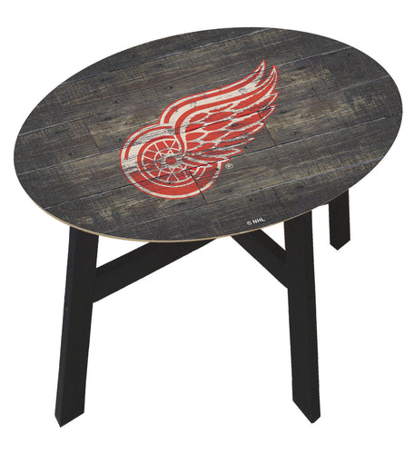 Detroit Red Wings Distressed Wood Side Table