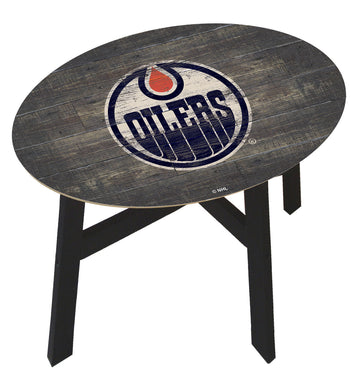 Edmonton Oilers Distressed Wood Side Table