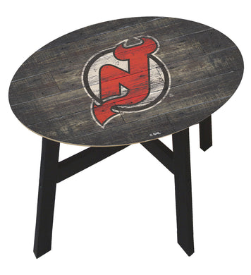 New Jersey Devils Distressed Wood Side Table
