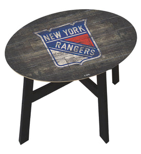 New York Rangers Distressed Wood Side Table