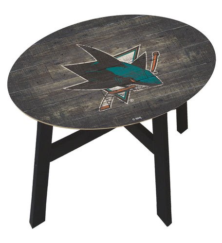San Jose Sharks Distressed Wood Side Table