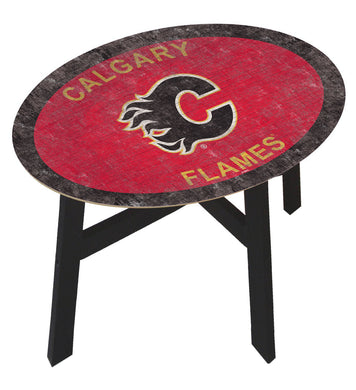 Calgary Flames Team Color Wood Side Table