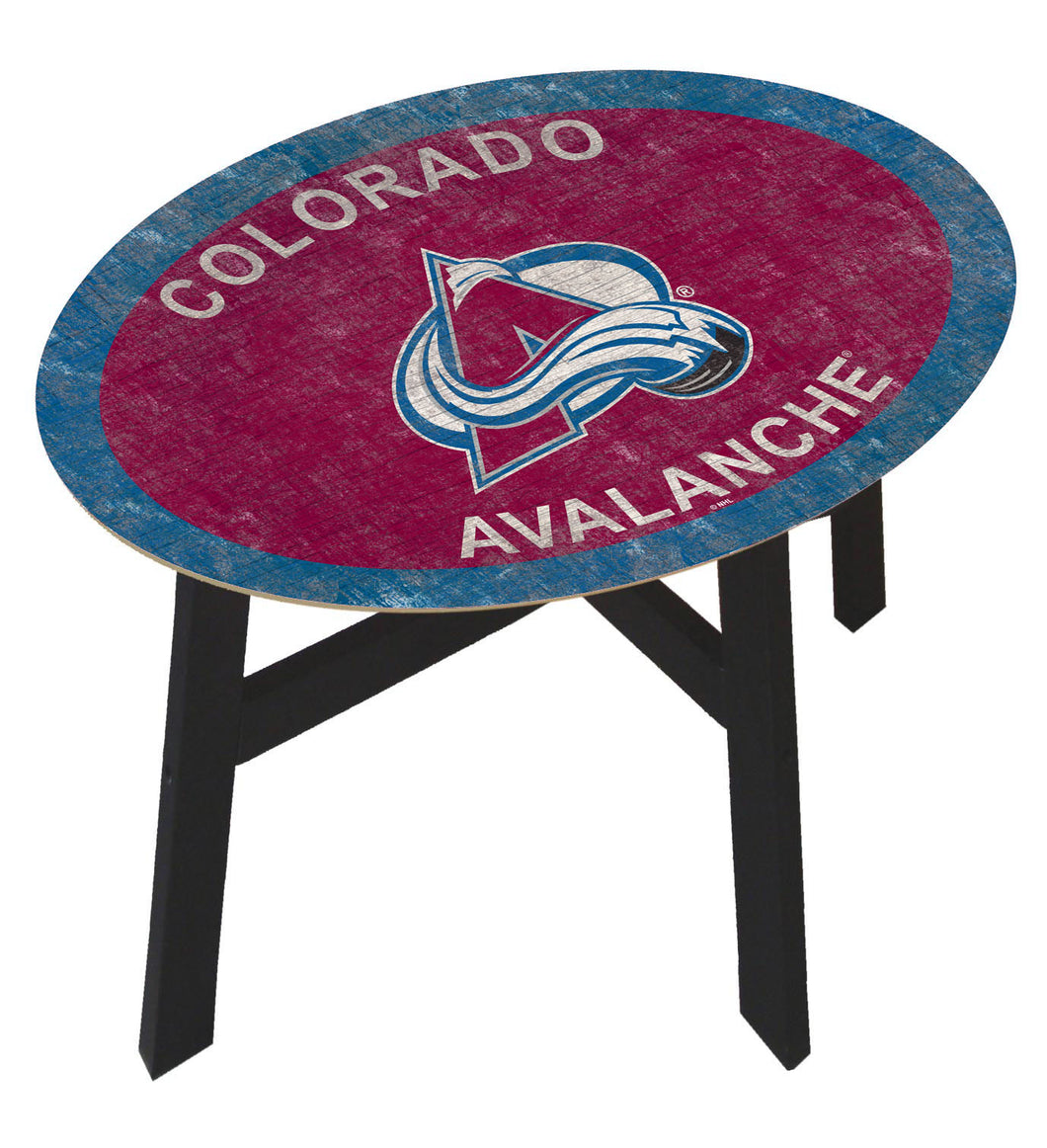 Colorado Avalanche Team Color Wood Side Table