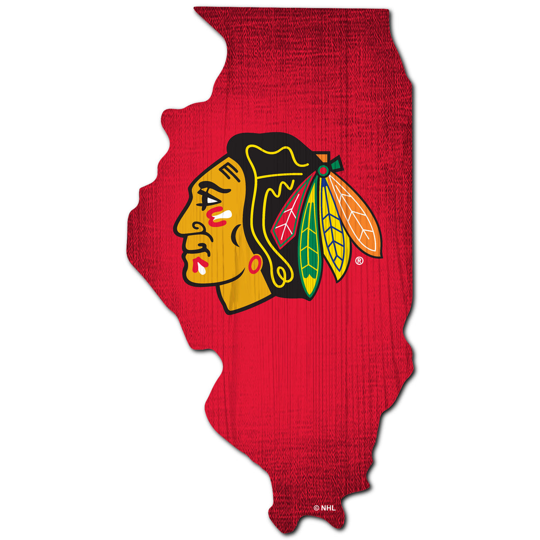 Chicago Blackhawks Team Color Logo State Sign