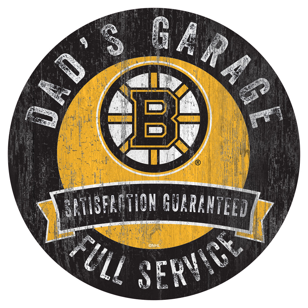 Boston Bruins Dad's Garage Wood Sign