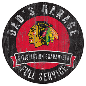 Chicago Blackhawks Dad's Garage Wood Sign