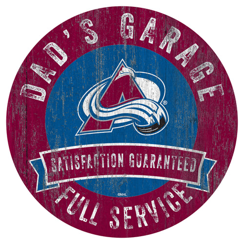 Colorado Avalanche Dad's Garage Wood Sign
