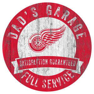 Detroit Red Wings Dad's Garage Wood Sign