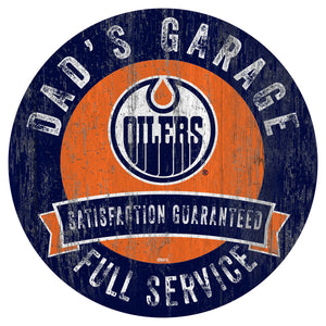 Edmonton Oilers Dad's Garage Wood Sign