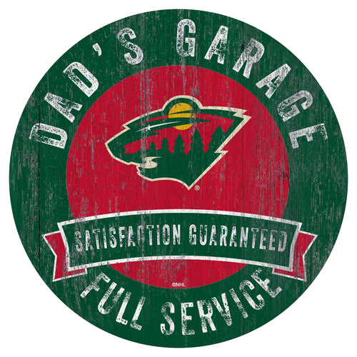 Minnesota Wild Dad's Garage Wood Sign