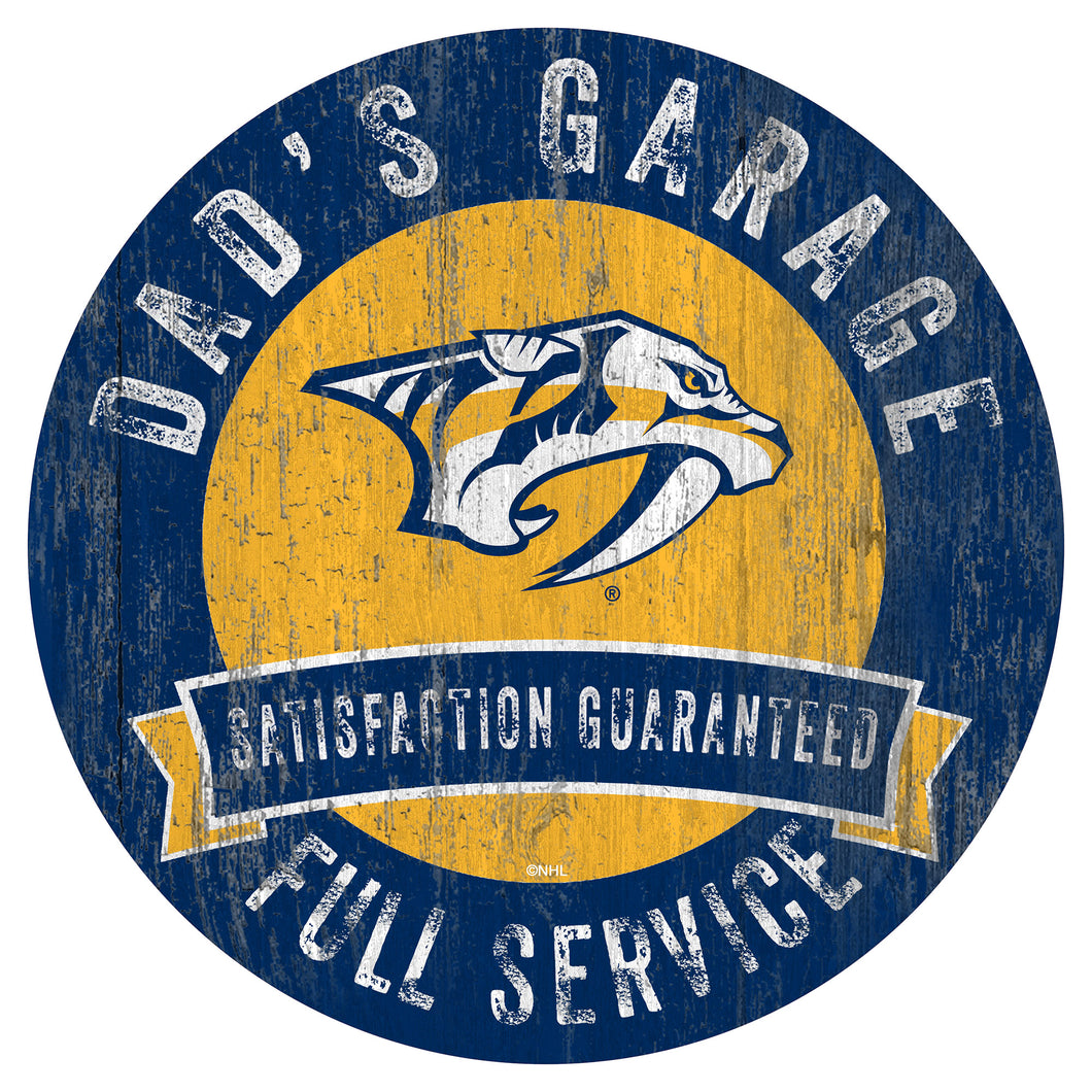Nashville Predators Dad's Garage Wood Sign