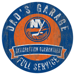 New York Islanders Dad's Garage Wood Sign