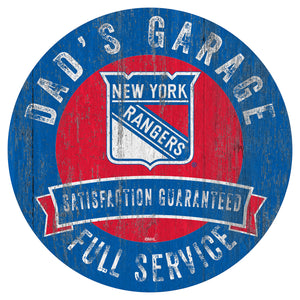 New York Rangers Dad's Garage Wood Sign