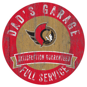 Ottawa Senators Dad's Garage Wood Sign