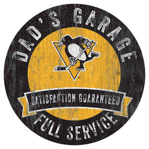Pittsburgh Penguins Dad's Garage Wood Sign
