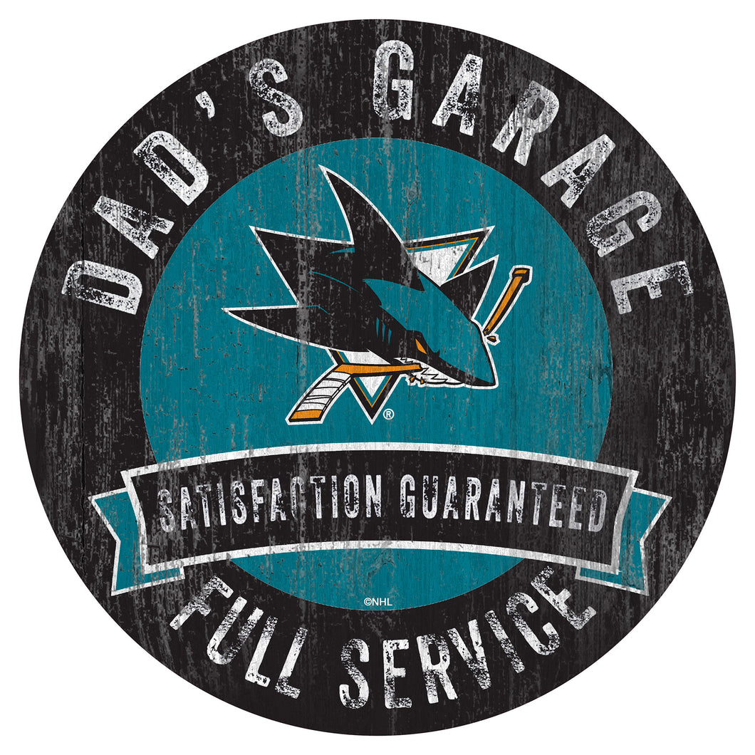 San Jose Sharks Dad's Garage Wood Sign