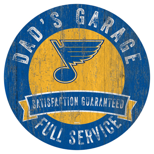 St. Louis Blues Dad's Garage Wood Sign
