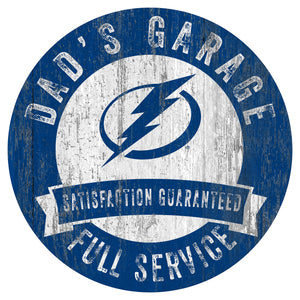 Tampa Bay Lightning Dad's Garage Wood Sign