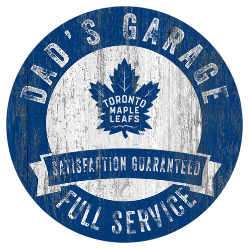 Toronto Maple Leafs Dad's Garage Wood Sign
