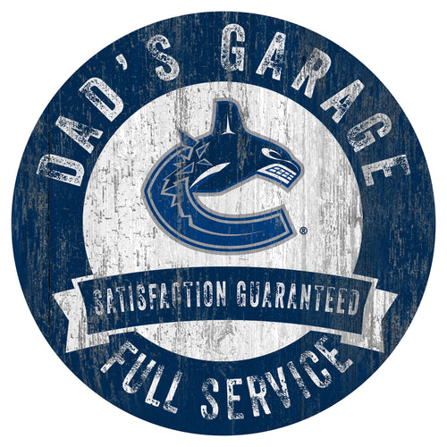 Vancouver Canucks Dad's Garage Wood Sign