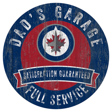Winnipeg Jets Dad's Garage Wood Sign