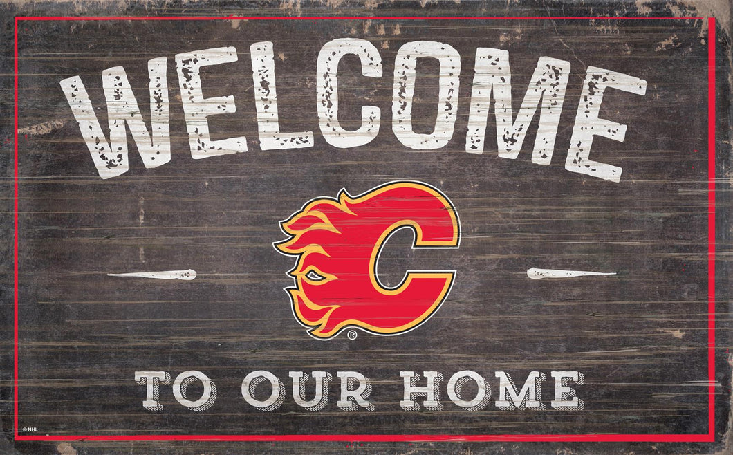 Calgary Flames Welcome To Our Home Wood Sign