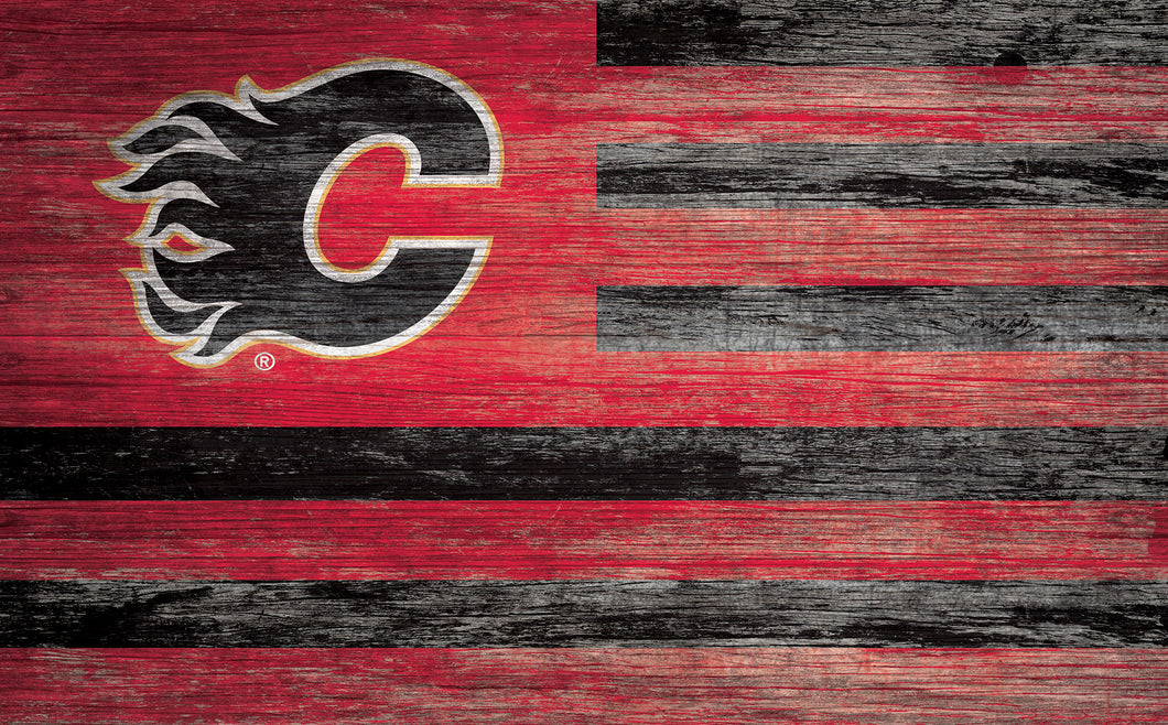 Calgary Flames Distressed Flag Sign
