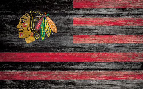 Chicago Blackhawks Distressed Flag Sign