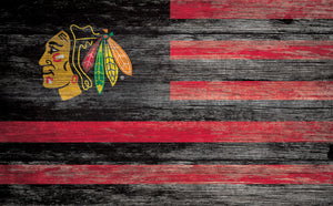Chicago Blackhawks Distressed Flag Sign