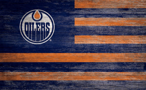 Edmonton Oilers Distressed Flag Sign