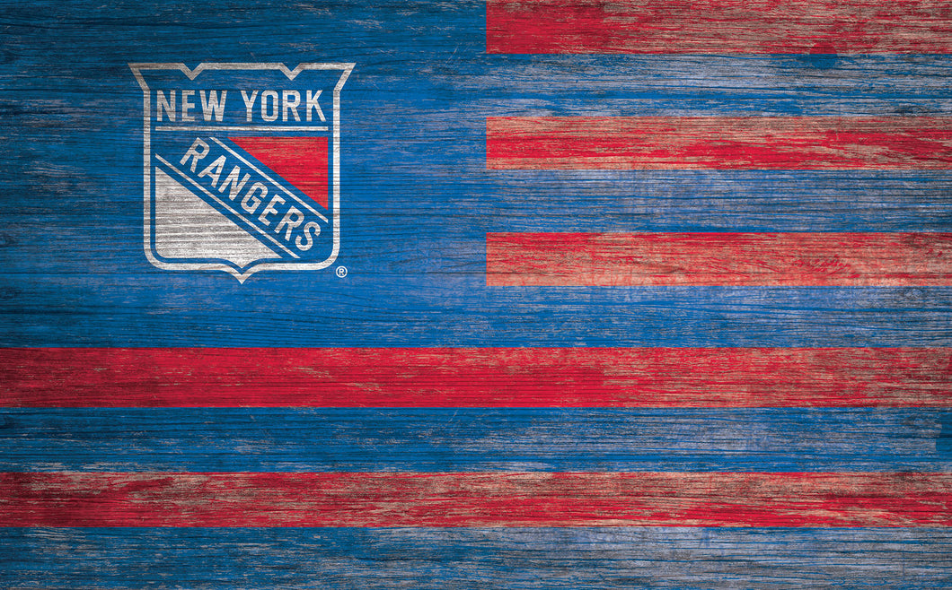 New York Rangers Distressed Flag Sign