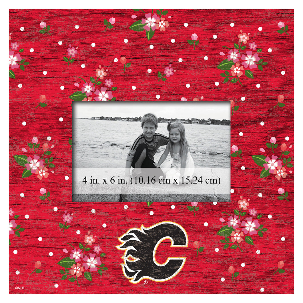 Calgary Flames Floral Picture Frame