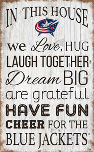 Columbus Blue Jackets House Rules Sign - 11"x19"