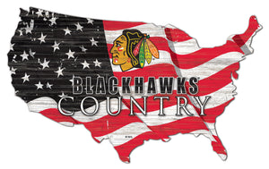Chicago Blackhawks USA Shape Flag Cutout