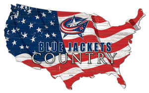 Columbus Blue Jackets USA Shape Flag Cutout