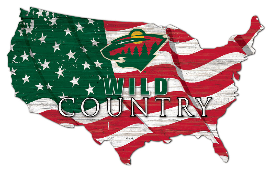 Minnesota Wild USA Shape Flag Cutout