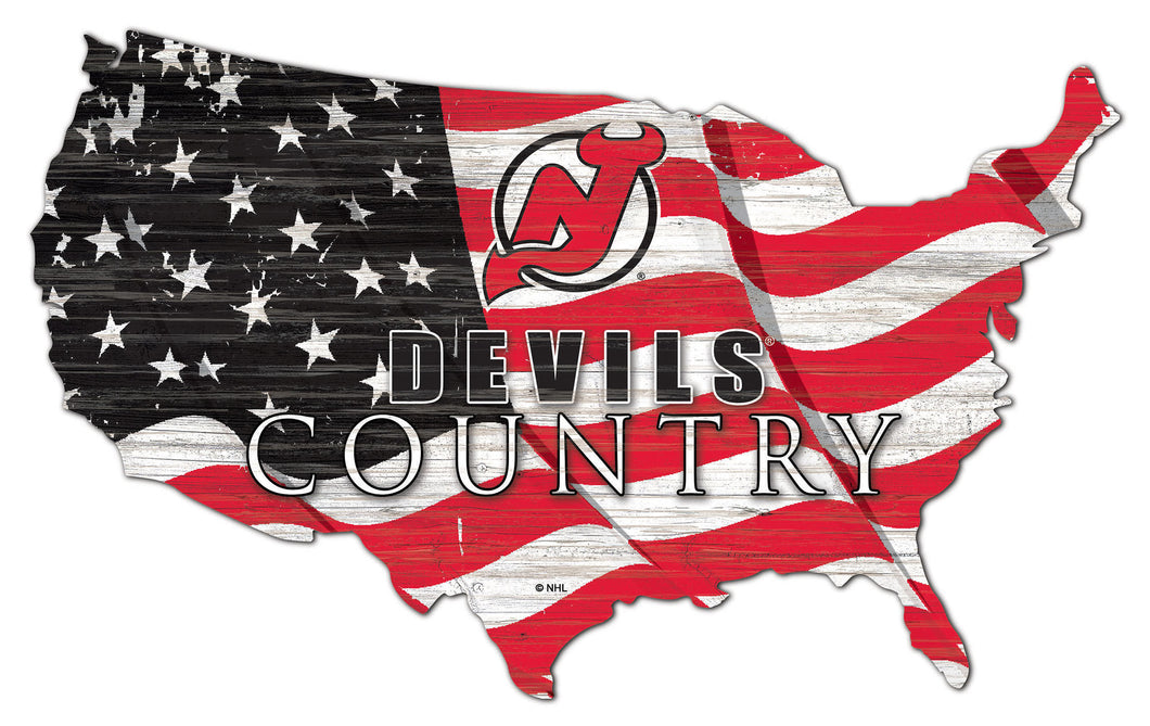 New Jersey Devils USA Shape Flag Cutout