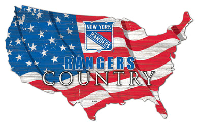 New York Rangers USA Shape Flag Cutout