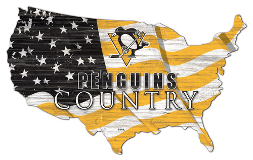 Pittsburgh Penguins USA Shape Flag Cutout