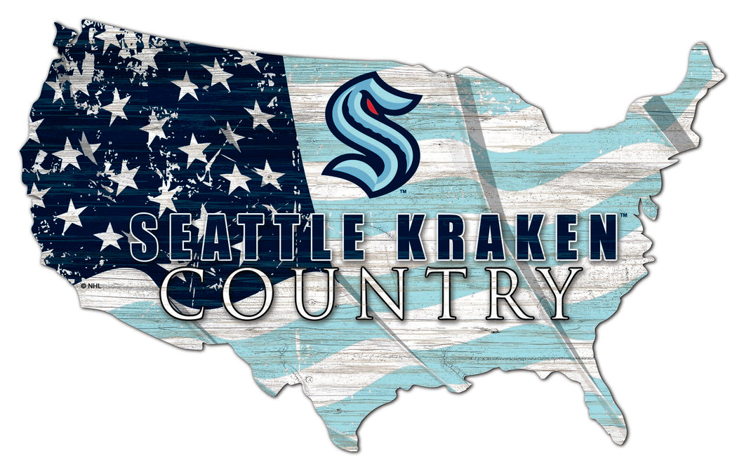 Seattle Kraken USA Shape Flag Cutout