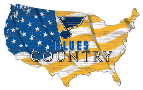 St. Louis Blues USA Shape Flag Cutout Wood Sign 