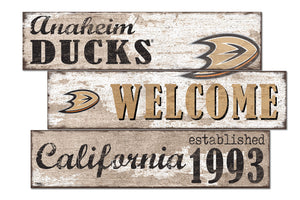 Anaheim Ducks Welcome 3 Plank Wood Sign
