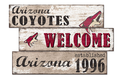 Arizona Coyotes Welcome 3 Plank Wood Sign