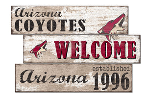 Arizona Coyotes Welcome 3 Plank Wood Sign