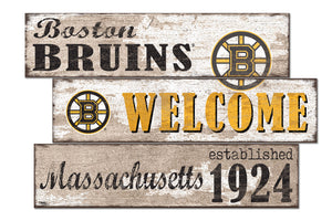 Boston Bruins Welcome 3 Plank Wood Sign
